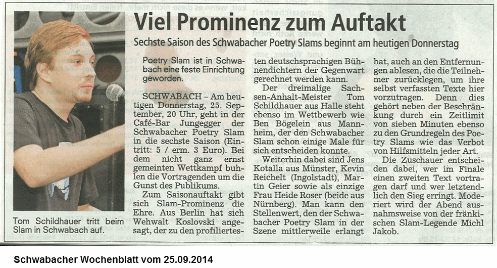 Schwabacher Wochenblatt vom 25.09.2014